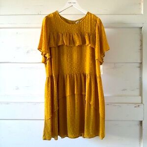 Ruffled Midi Dress with Flutter Sleeves